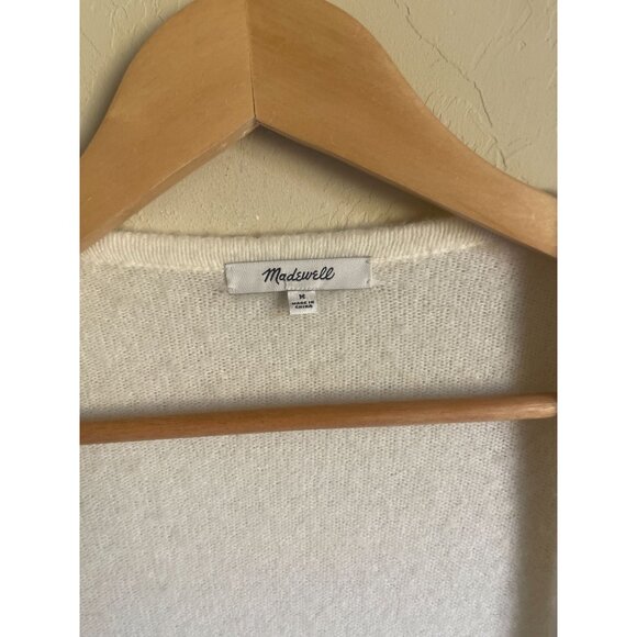 MADEWELL | Cozy Walker Cardigan Cream Alpaca Blend Sweater Medium Long Line - Picture 6 of 10